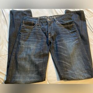 American Eagle Outfitters Men's Dark Blue Relaxed Jeans